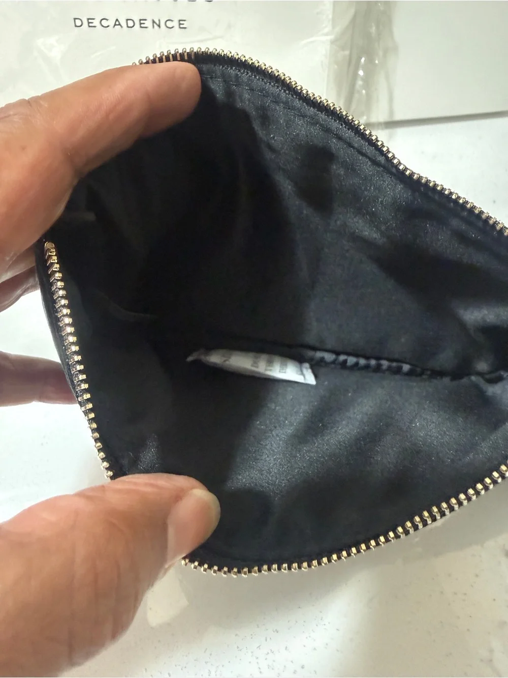 Marc Jacobs Black Shimmer Wristlet makeup bag with Tassel, brand new with box
